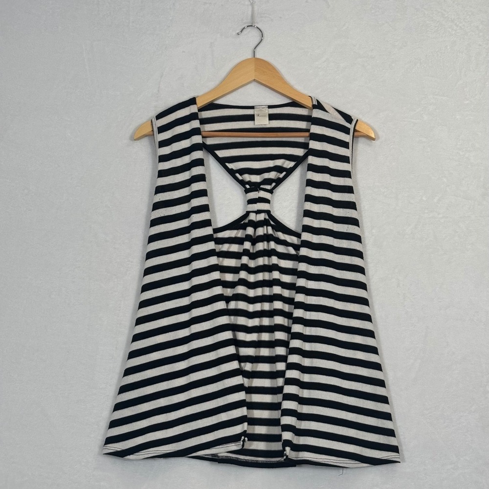 Rennes Black and White Striped Racerback Knot Vest Medium